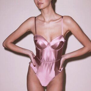 New! Fleur du Mal's Satin Bullet Bodysuit - Size Small